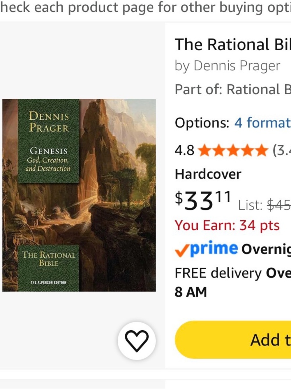 NEW Genesis (The Rational Bible By, Dennis Prager) The Holy Bible Study Religion